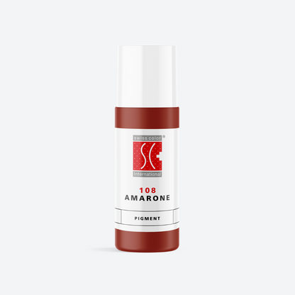 Flacone pigmento 108 Amarone Swiss Color 5 ml – pigmento minerale tono castagna vino per PMU labbra, sopracciglia e areola.