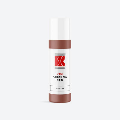 Flacone pigmento 703 Arizona Red – Rosso rosato minerale per labbra e areola PMU Serie 7 Swiss Color, formula calda e naturale, effetto vellutato.